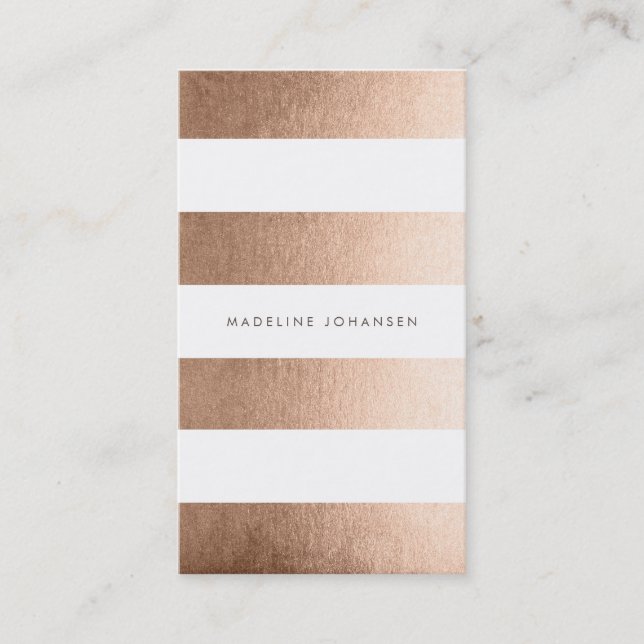 Bronze Gold White Stripes Hair Stylist Cards (Front)