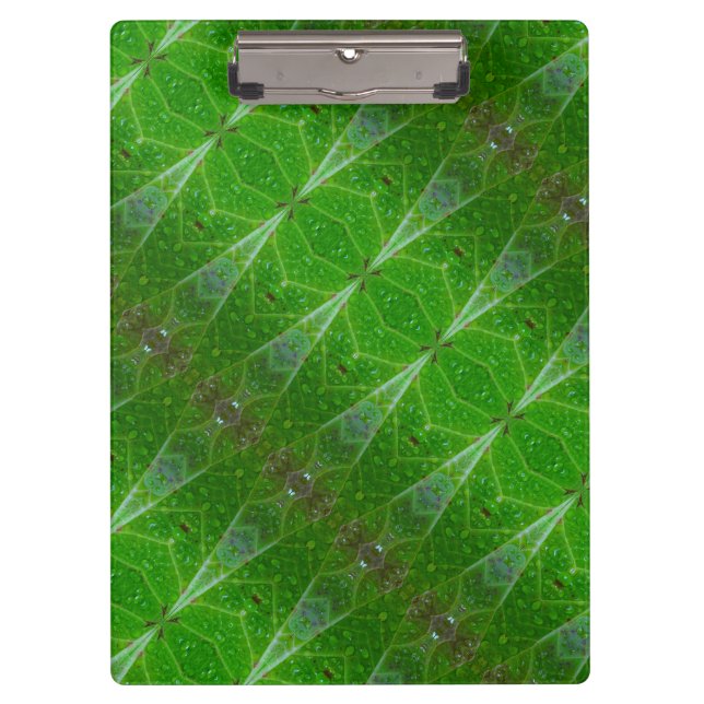 Bronze & Green Leaf Ikat 18  Clipboard (Front)