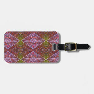 Bronze & Green Leaf Ikat 20 Luggage Tag