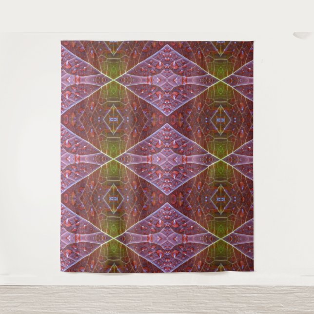 Bronze & Green Leaf Ikat 20  Tapestry (Front)