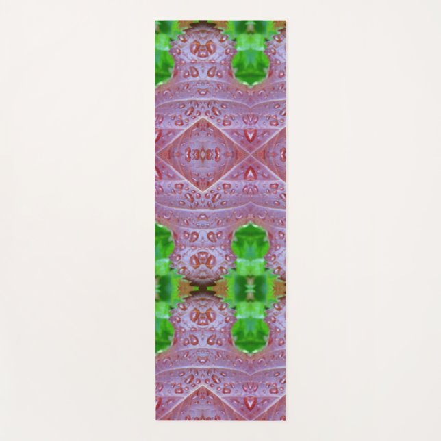 Bronze & Green Leaf Ikat Pouf Also Yoga Mat (Front)