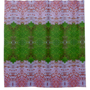 Bronze & Green Leaves Ikat Shower Curtain