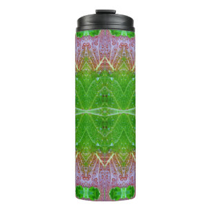 Bronze & Green Leaves Ikat Thermal Tumbler