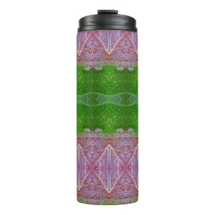 Bronze & Green Leaves Ikat Too Thermal Tumbler