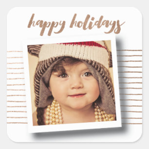 Bronze Happy Holidays Christmas Photo Sticker