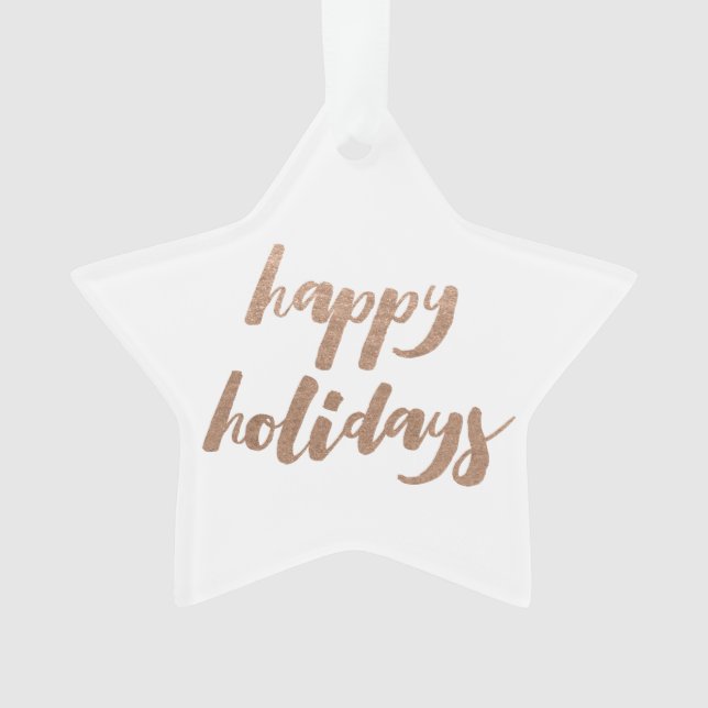 Bronze Happy Holidays Script Xmas Tree Ornament (Front)