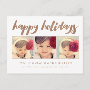 Bronze Happy Holidays Xmas Photo Frame Postcard