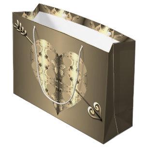 Bronze Heart Roses Valentine's Day Large Gift Bag