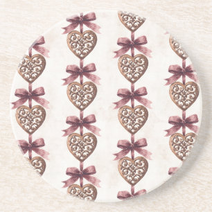 Bronze Hearts Red Bows Coaster