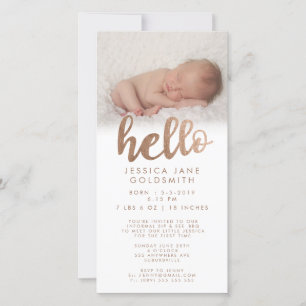 Bronze Hello Birth Announcement Sip & See