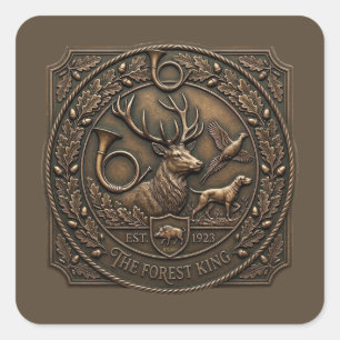 Bronze Hunting Lodge Emblem Square Sticker