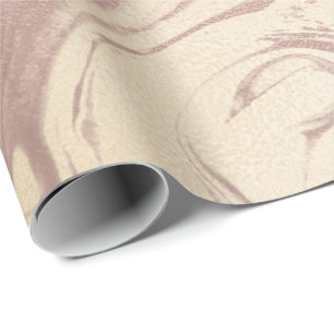 Bronze Ivory Skinny Abstract Molten Marble Glass Wrapping Paper