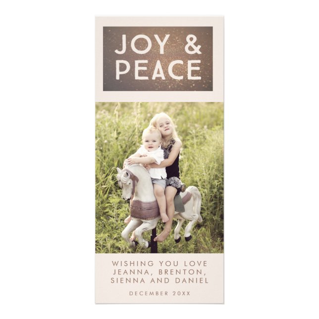 Bronze Joy & Peace Christmas Photo Cards (Front)