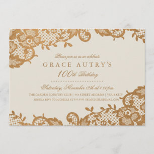 Bronze Lace 100th Birthday Invitation