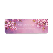 Bronze Leaf Violet Watercolor Cherry Blossom