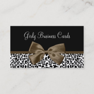 Bronze Leopard Bow Boutique Business Card