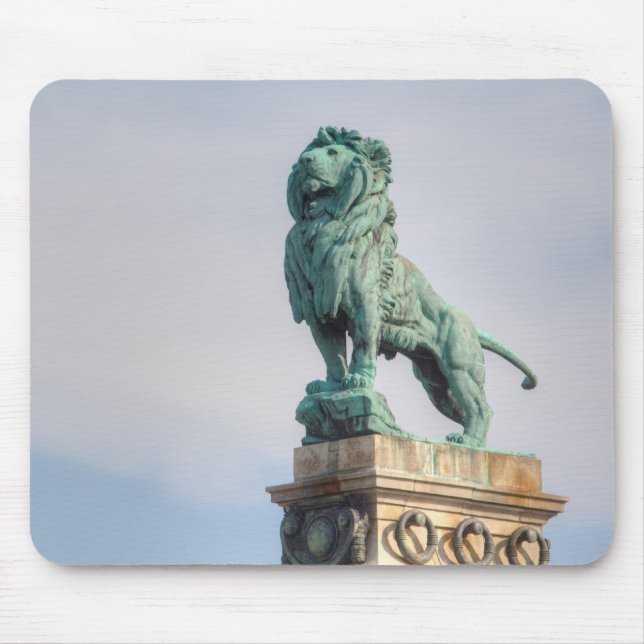 Bronze Lion Statue Mouse Mat (Front)