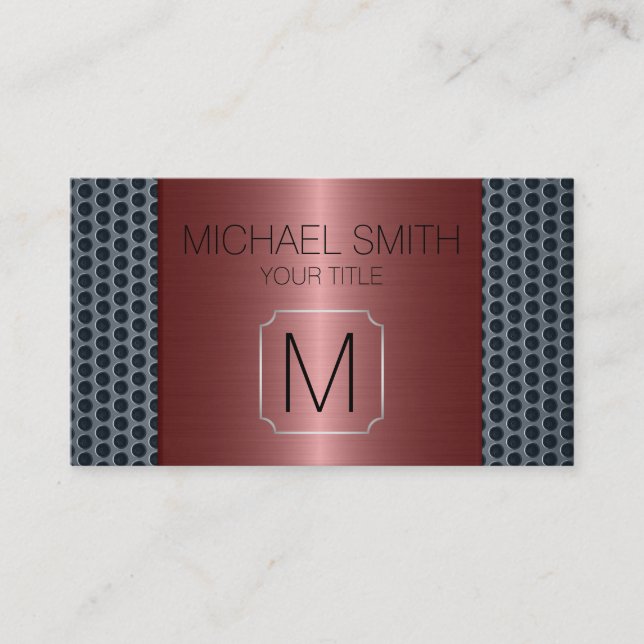 Bronze Luxury Stainless Metal Monogram Business Card (Front)