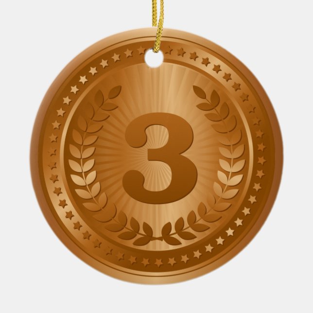 Bronze medal 3rd place winner ceramic tree decoration (Front)