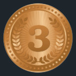 Bronze medal 3rd place winner classic round sticker<br><div class="desc">Elegant champion 3rd place winner bronze medal on ribbon design / 3rd Place Award design that makes an awesome award for excellence or achievement.</div>
