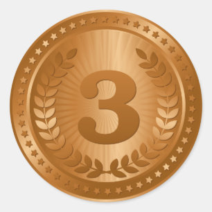 Bronze medal 3rd place winner classic round sticker