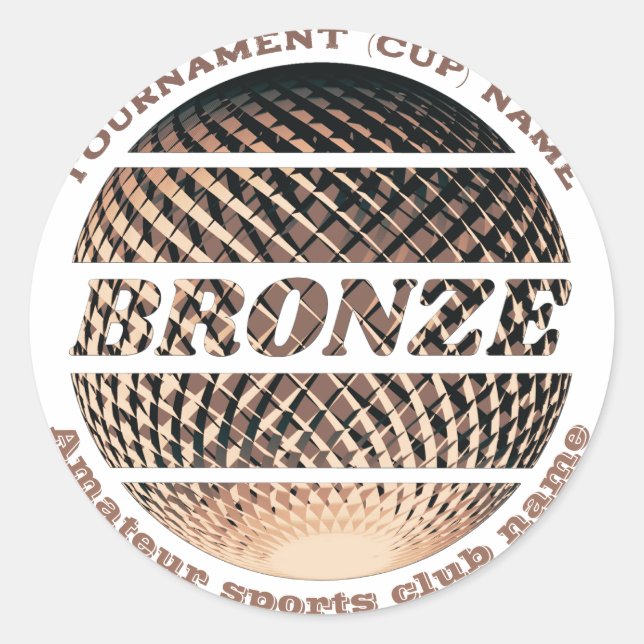 Bronze medal, 3rd place winner  classic round sticker (Front)