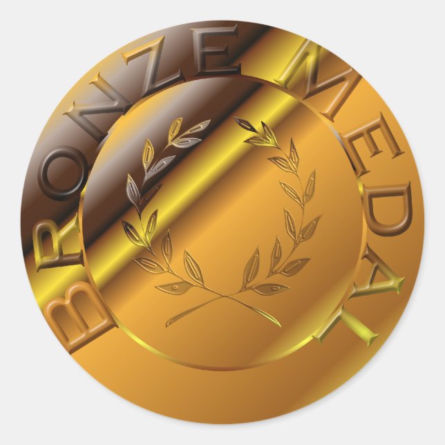 Bronze Medal Classic Round Sticker (Front)