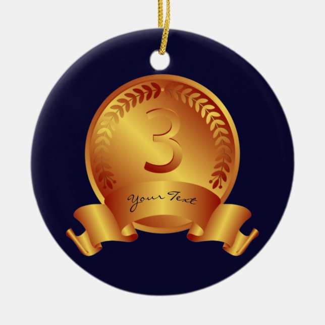 Bronze Medal & Custom text Award Winner  Ceramic Tree Decoration (Front)