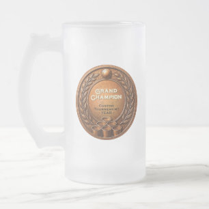 Bronze Medals Beer Pong Tournament Championship Frosted Glass Beer Mug