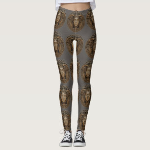 Bronze Medusa All-Over-Print Leggings