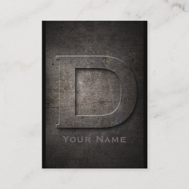 Bronze Metal Monogrammed D Business Card (Front)