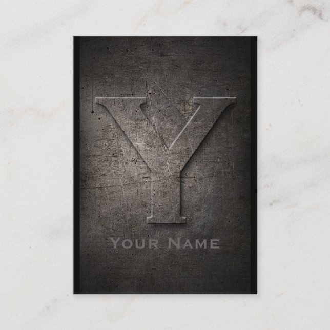 Bronze Metal Monogrammed Y Business Card (Front)