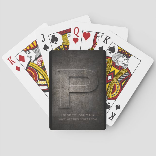 Bronze Metal P Monogram Customisable Playing Cards (Back)
