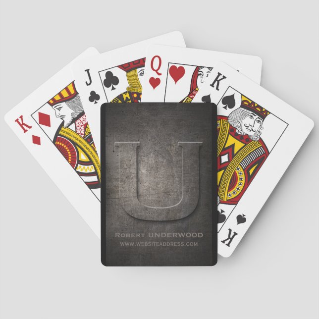 Bronze Metal U Monogram Customisable Playing Cards (Back)