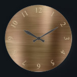 Bronze Metallic Minimal Glitter Gold US UK Numbers Large Clock<br><div class="desc">Unique minimal and decorative 
Corresponds to actual fashion trend in home decor.
You can change the shape and colour of the hand.</div>