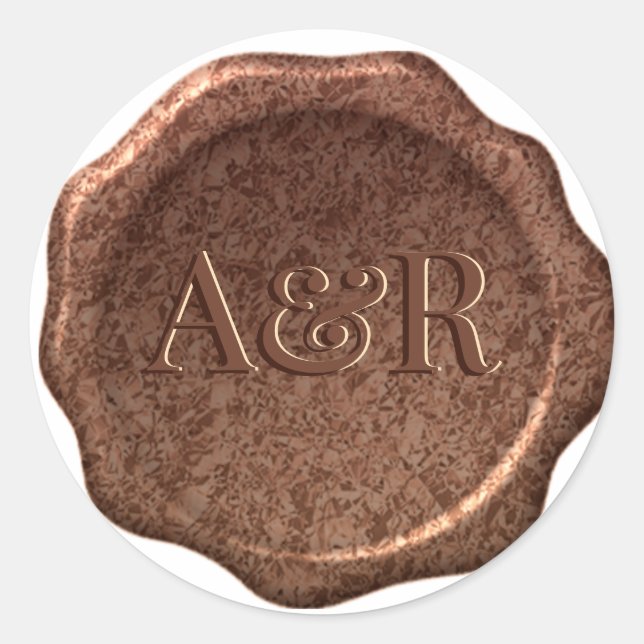 Bronze metallic Wax seal Sticker monogram, (Front)