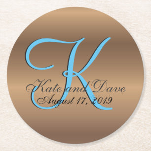 Bronze Monogram Amazing Fab Round Paper Coaster