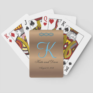 Bronze Monogram 🔑 Stylish Pecan  Playing Cards