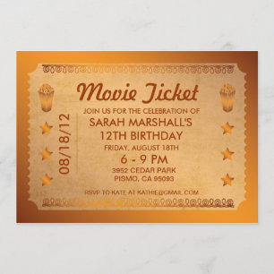 Bronze Movie Ticket Invitation