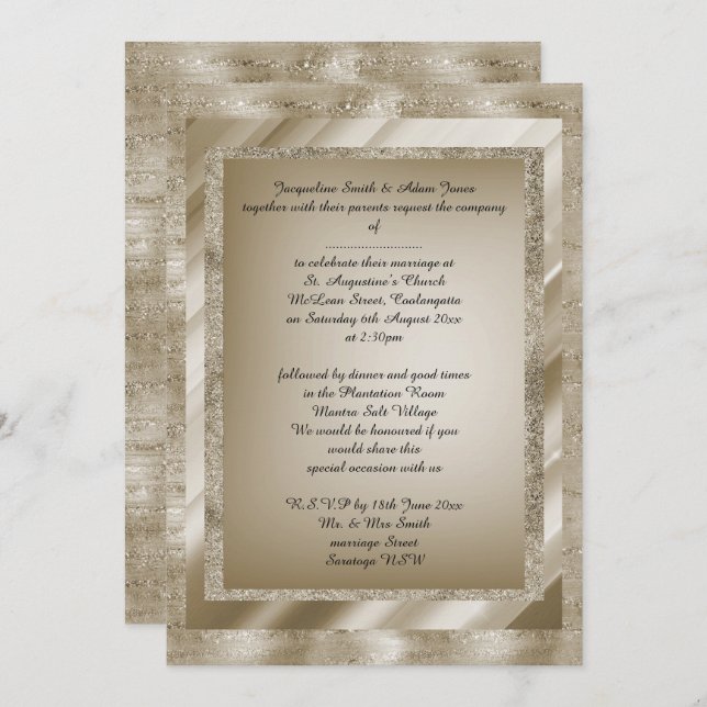 Bronze Multi Patterned elegant wedding stationery Invitation (Front/Back)
