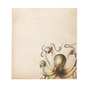 Bronze Octopus Aged Sepia Steampunk Travel Notepad