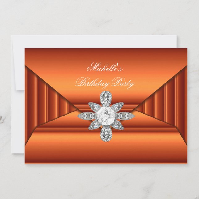 Bronze Orange Birthday Party Jewel Purse Look Invitation (Front)
