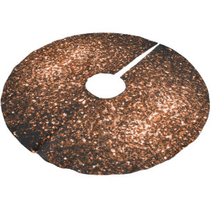Bronze orange brown copper faux glitters sparkles brushed polyester tree skirt