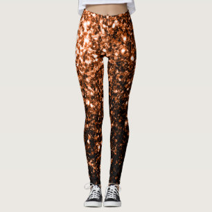 Bronze orange brown copper faux glitters sparkles leggings