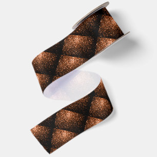 Bronze orange brown copper faux glitters sparkles satin ribbon