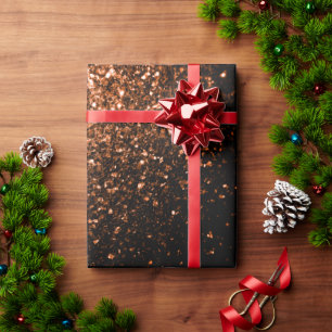 Bronze orange brown copper faux glitters sparkles wrapping paper