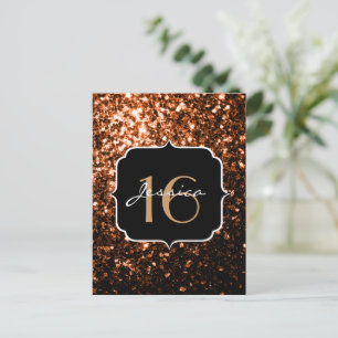 Bronze orange brown copper faux sparkles Sweet 16 Postcard