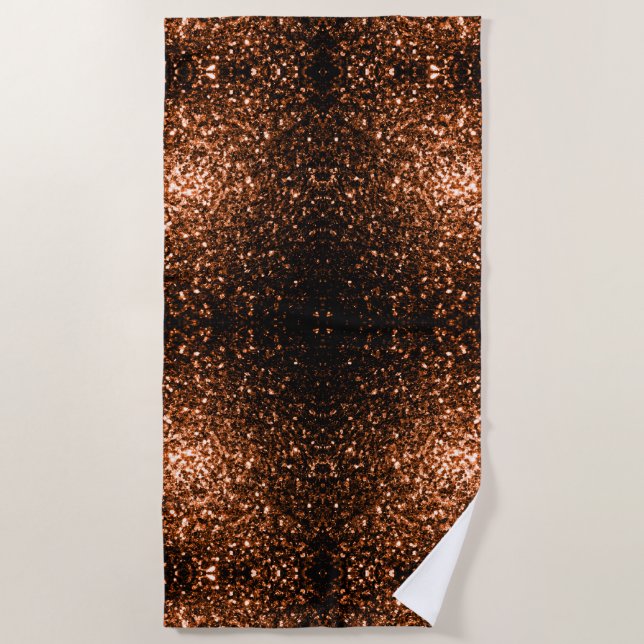 Bronze Orange Brown glitters sparkles Beach Towel (Front)