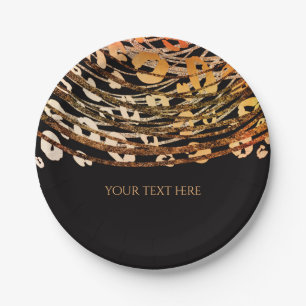 Bronze Orange Cheetah Exotic Print Party Paper Plate
