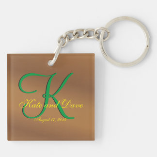 Bronze Pecan 3d Monogram Key Ring